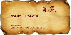 Mató Patrik névjegykártya